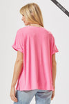 Andree Wrinkle Free VNeck Top - Neon Pink