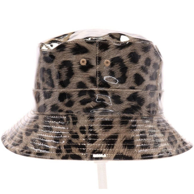 Leopard Reversible Rain Bucket Hat - Brown