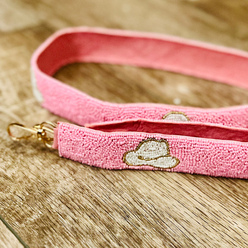 Pink Beaded Strap with White Hat