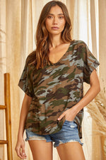 Savanna Jane Camo VNeck Top