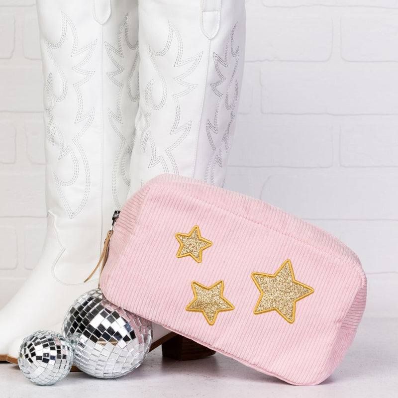 Gold Star Corduroy Cosmetic Bag